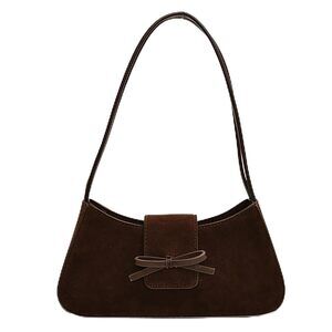 2331 Small Shoulder Bags Suede Handbag Cute Bow Purse Y2K Suede Hobo